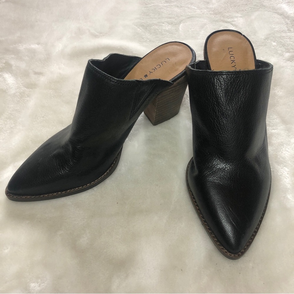 NWOT Lucky Brand Black Aronny High Heel Mules Size 8.5 (39)